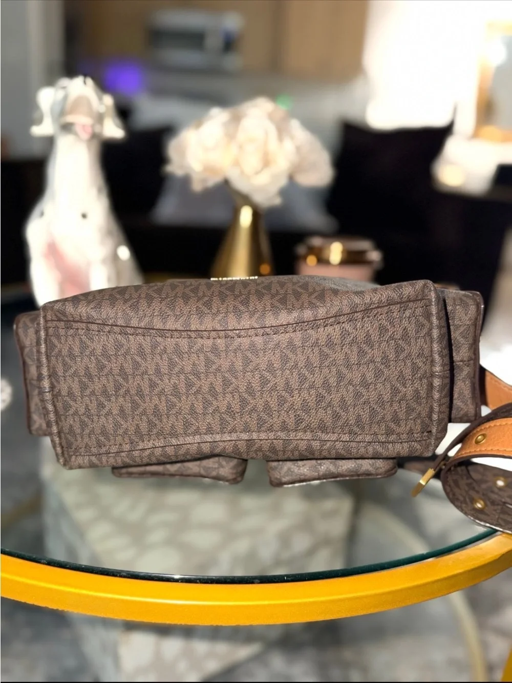 Michael Kors Brown Signature MK Logo Multi-Pocket Crossbody